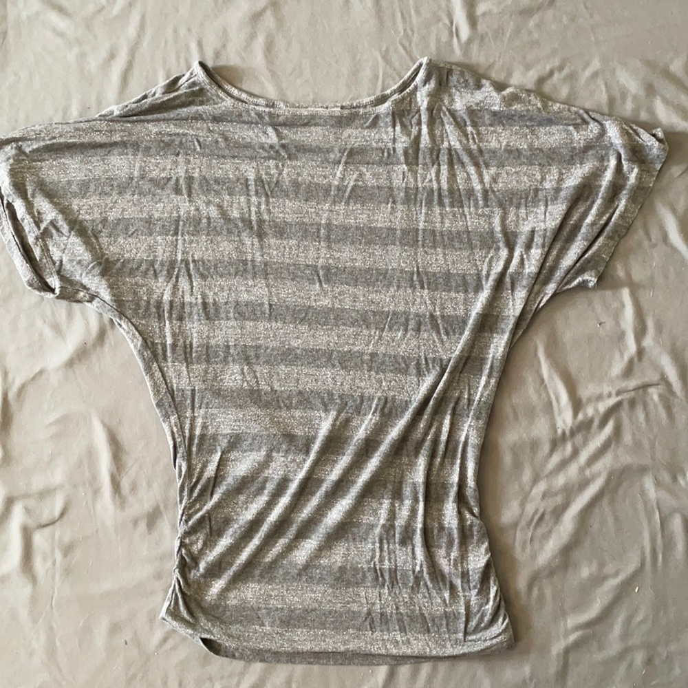 Clearance $7 Verona medium grey stripe top with runching